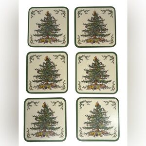 Vintage Spode Christmas Tree Coasters Set of 6